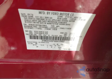 2016 Ford Flex Sel from USA, damaged, VIN 2FMGK5C87GBA19902